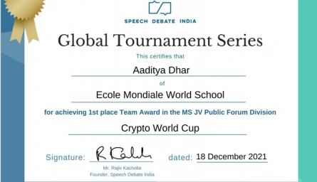 Speech & Debate (Aaditya  Sengupta Dhar-Grade 8)