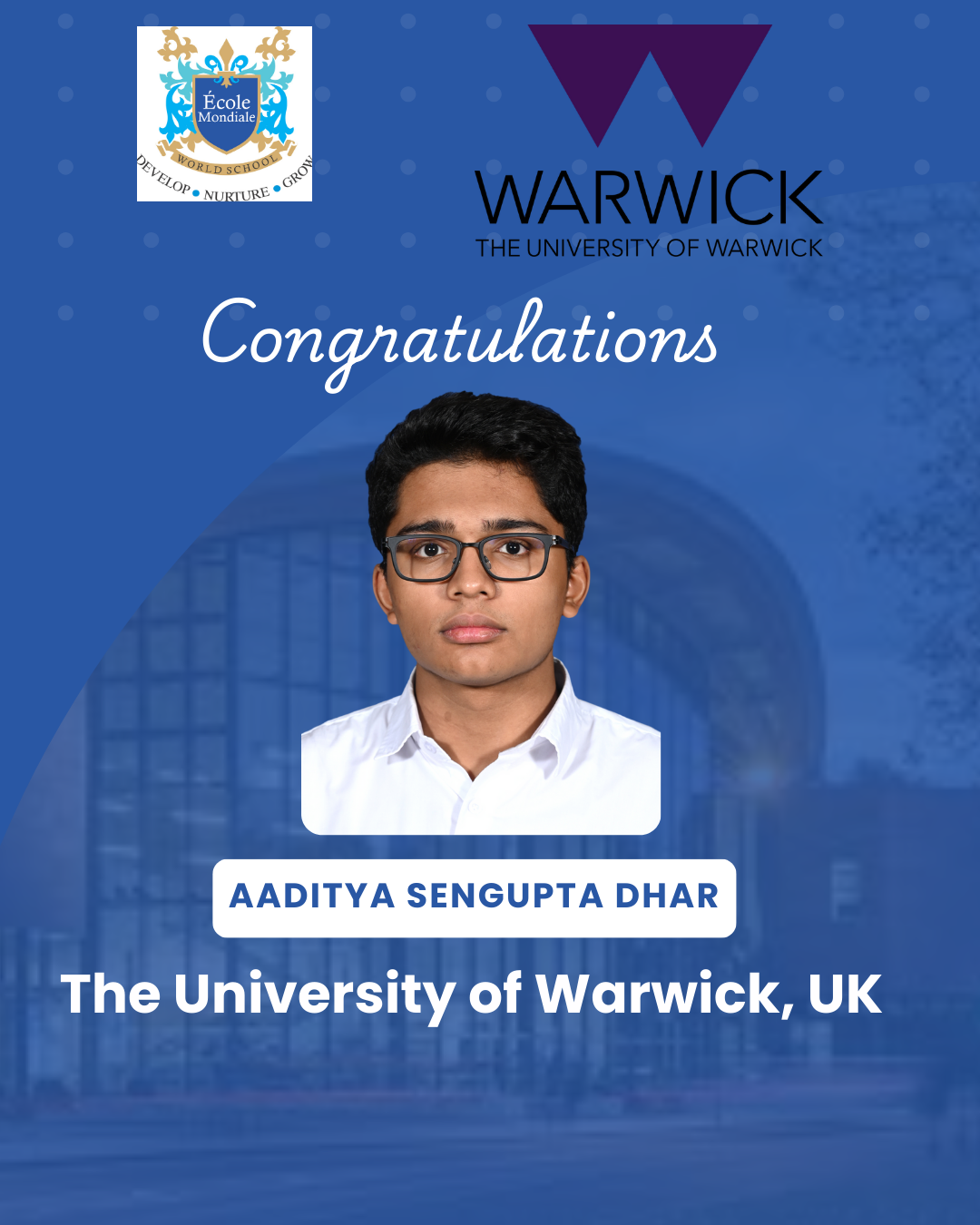 University Acceptances 2026 - Aaditya Sengupta Dhar - University of Warwick
