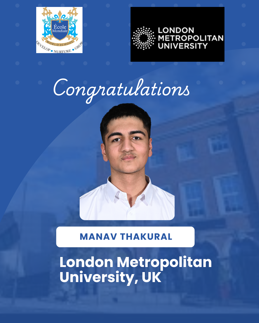 University Acceptances 2026 - Manav Thakural - London Metropolitan University