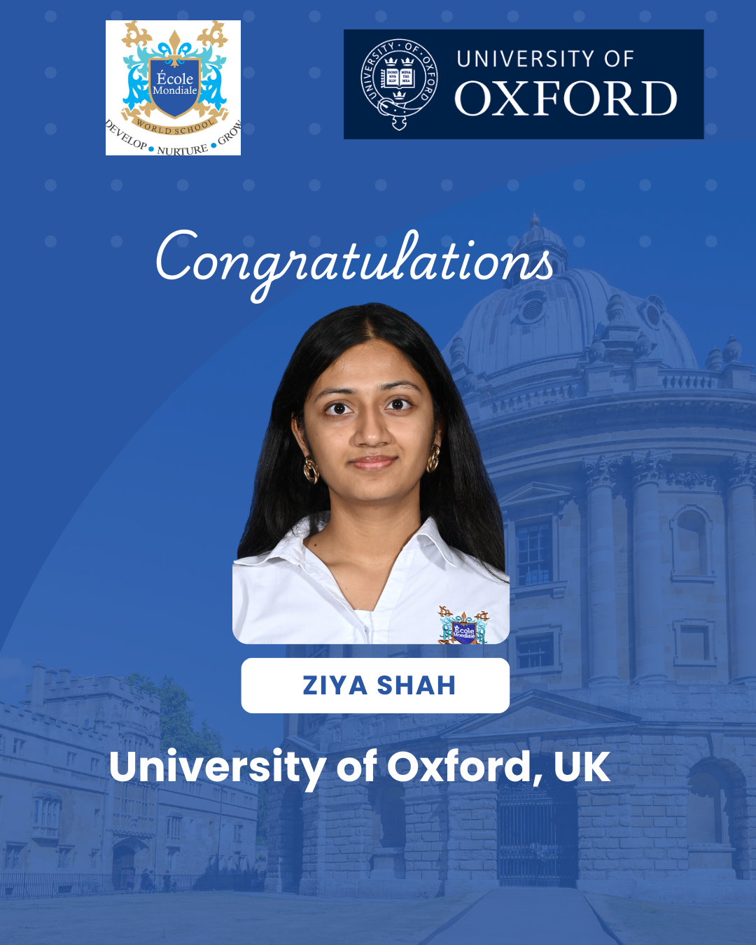 University Acceptances 2026 - Ziya Shah - University of Oxford