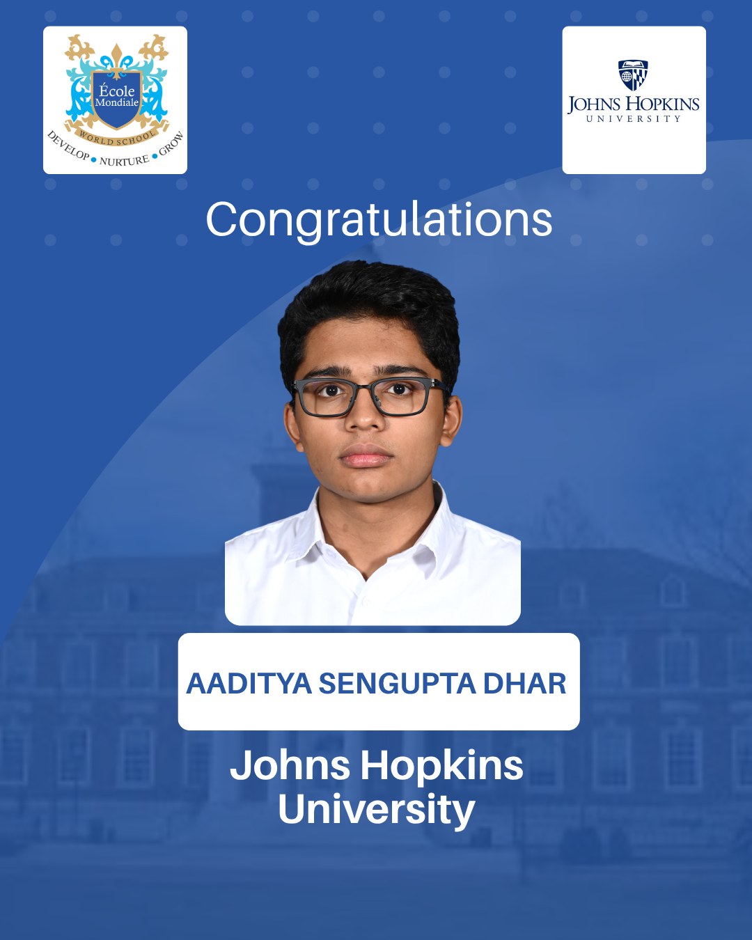 University Acceptances 2026 - Aaditya Sengupta Dhar - Johns Hopkins University