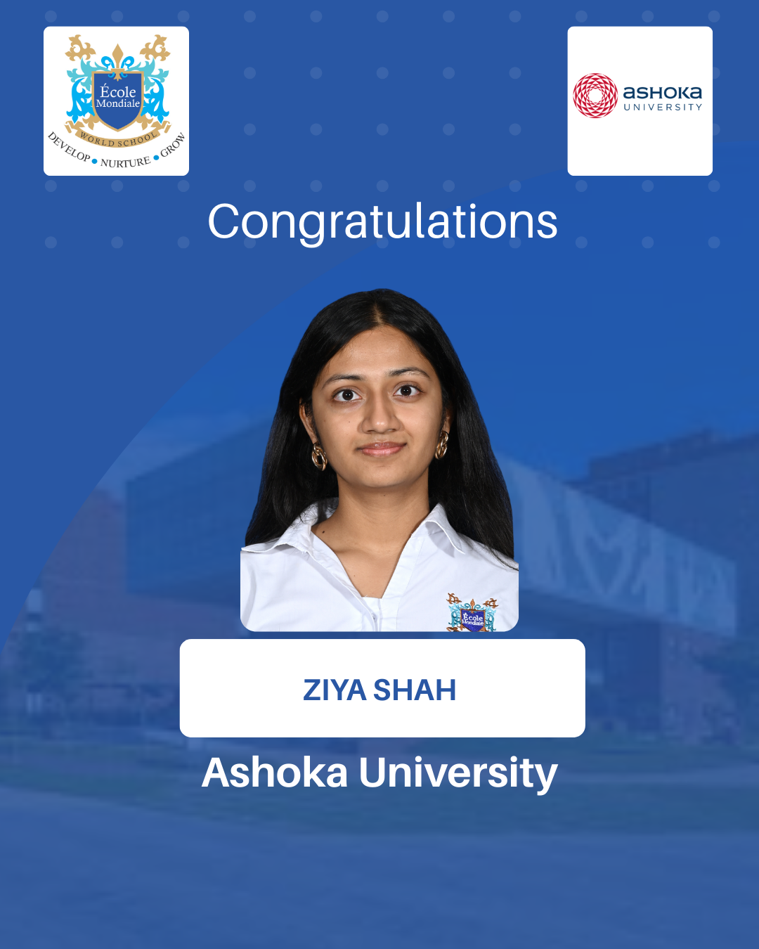 University Acceptances 2026 - Ziya Shah - Ashoka University