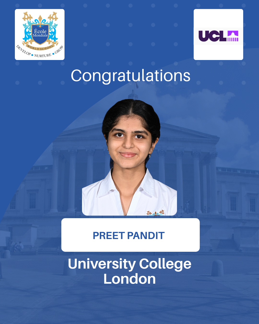 University Acceptances 2026 - Preet Pandit - University College London