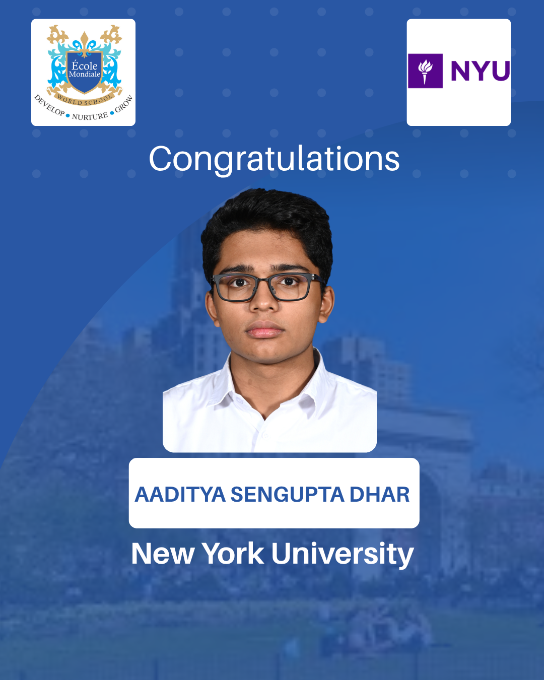 University Acceptances 2026 - Aaditya Sengupta Dhar - New York University