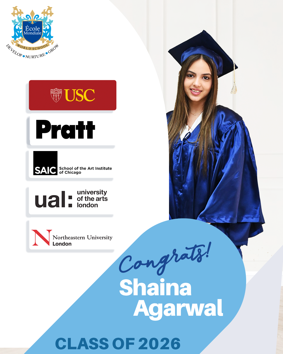 University Acceptances 2026 - Shaina Agarwal