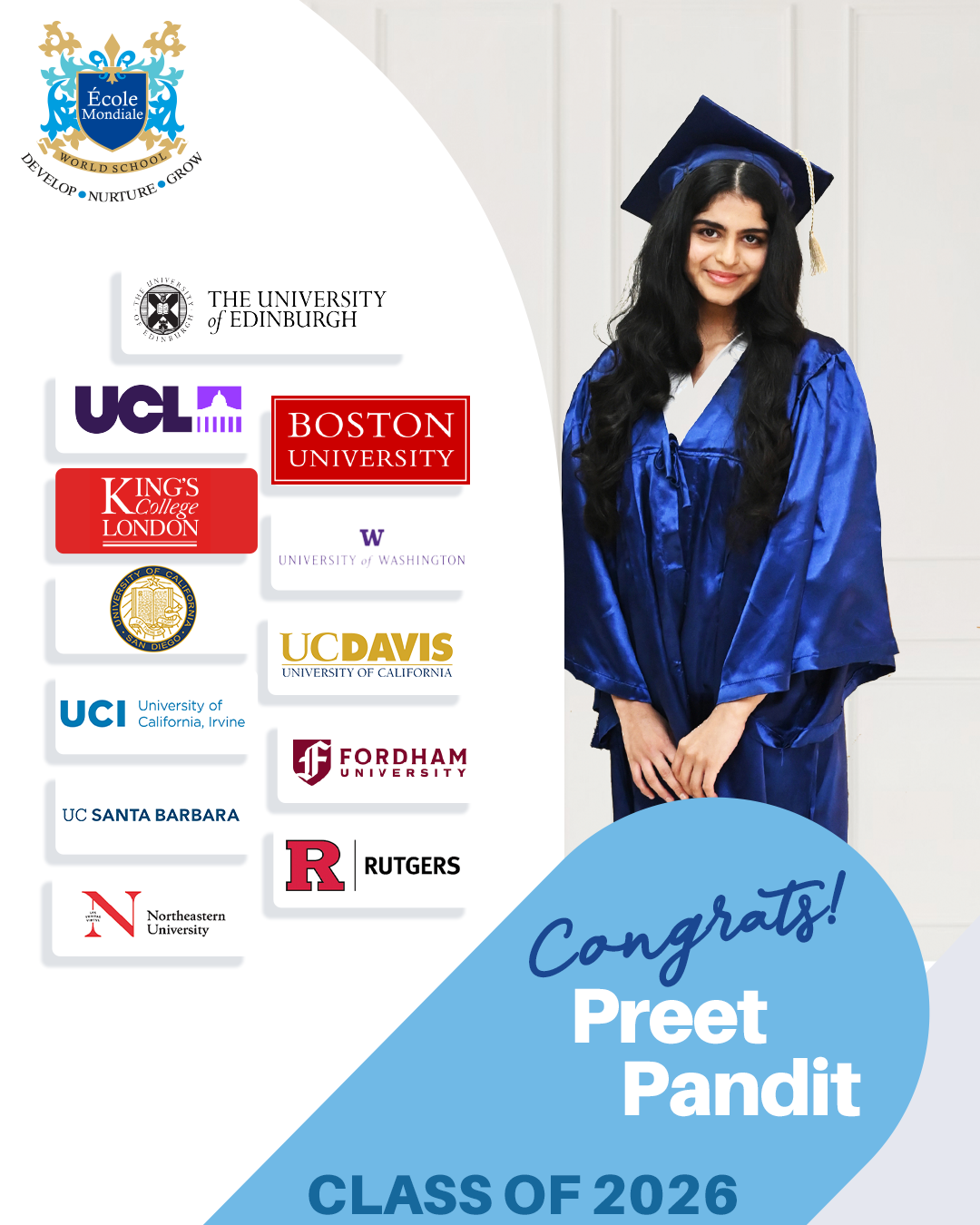 University Acceptances 2026 - Preet Pandit