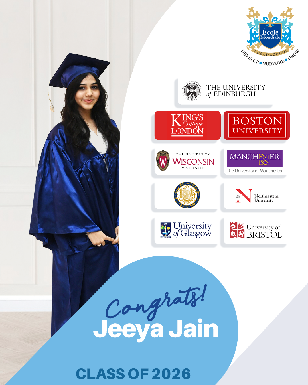 University Acceptances 2026 - Jeeya Jain